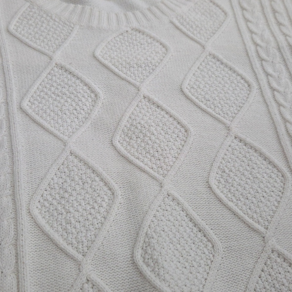 Women's White Cable Knit Sweater - Picture 6 of 6